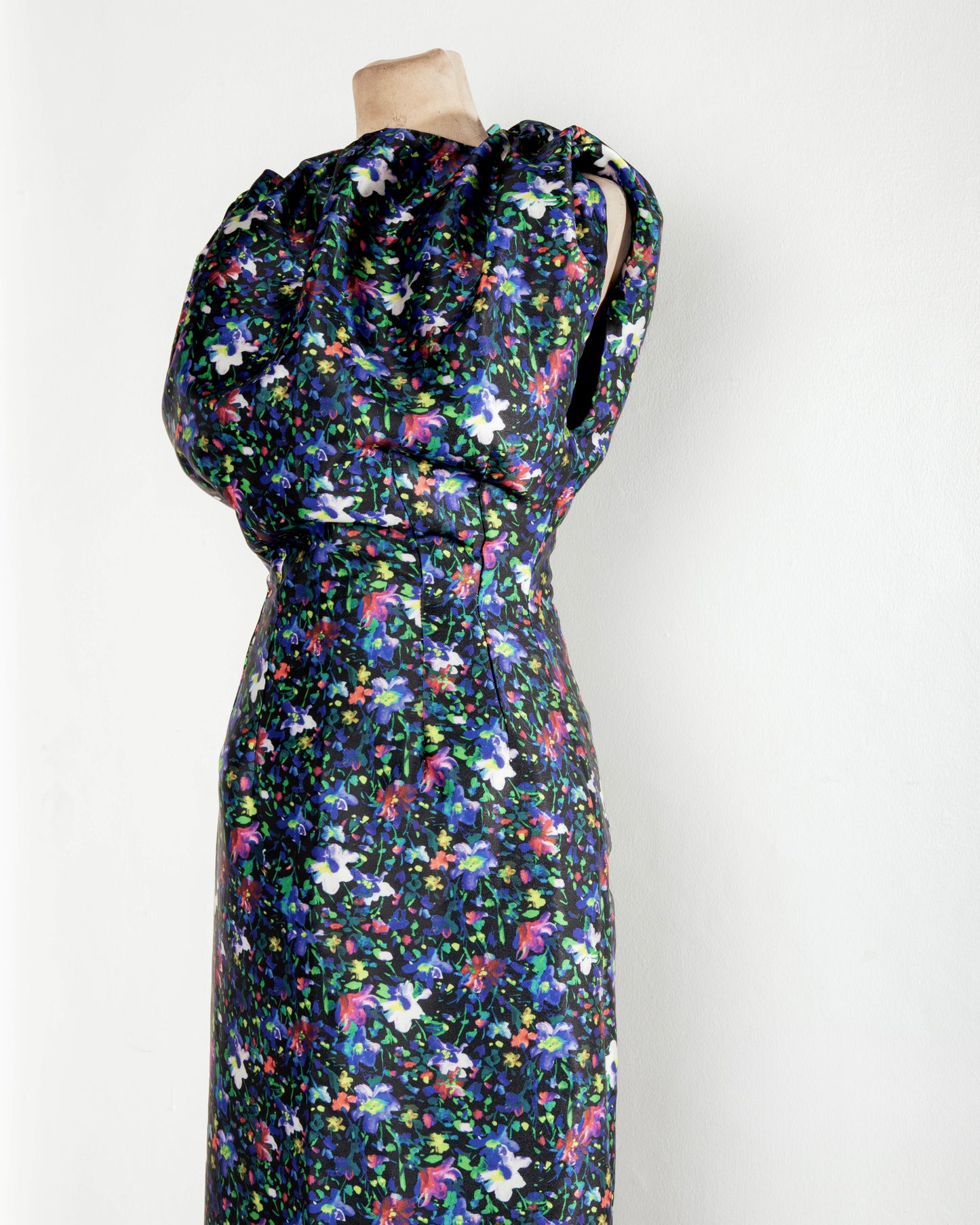 Pleated Shoulder Gown