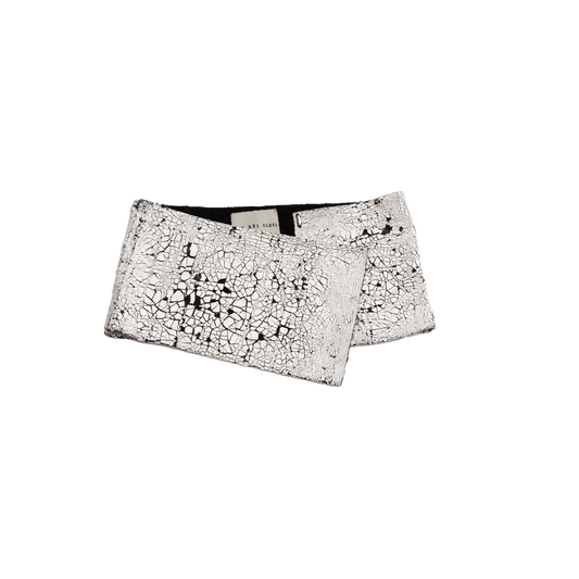 Micro Mini Crackle Wrap Skirt in White Cement